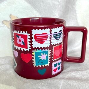 NEW Starbucks Valentines Red Holographic Ceramic Love Letter Heart Stamp Mug